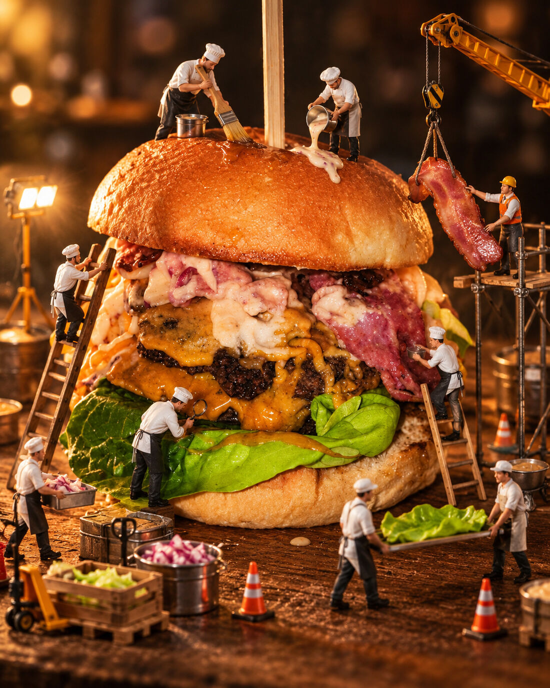 Mini-Köche bauen einen riesigen Kosar Bacon Burger zusammen